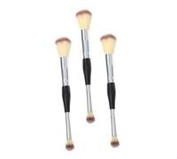Healeved 3 Pièces Ensemble en plâtré lâche brosses de maquillage duveteux fond de teint pinceaux de maquillage rougir Se maquiller Brosse de maquillage à double fin fibre artificielle Noir