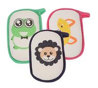 Healeved 3 Pièces Éponge Bain Garçon Fille Cartoon Doux Exfoliant Né avec Crochet Éponge Infantile pour Garçon Fille Nettoyage et Massage Peau
