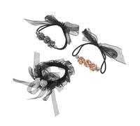 Healeved 3 Pièces Hair Ties For Sparkly Rhinestone Organza Bowknot Elastic Ponytail Holders And Hairfriendly For Daily And Formal Use