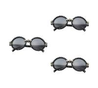 Healeved 3 Pièces Lunettes à Tête de Mort Rondes Noires en Plastique