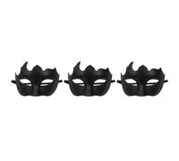 Healeved 3 Pièces Masque Vénitien Demi-visage Noir en Plastique, Élégant | Réutilisable, Confort Ajusté, Peinture Demi-visage Détaillée, pour Femmes et Hommes, Carnaval et Défilés