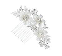 Healeved 3 Pièces peigne de mariée hair charms hair toppers pinces à perles pour cheveux peigne à cheveux fleur strass peigne de côté de cheveux de mariage Alliage de zinc Silver