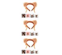 Healeved 3 Pièces Serrage-tête Oreilles de Renard Marron en Tissu Doux, Bandeau Confortable et Flexible pour Déguisement, Fêtes et Séances Photo Cosplay Adultes et Garçon et Filles