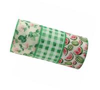 Healeved 3 Rouleaux Ruban Présent en Tissu Lin Bord Fil de Fer, Motif Pastèque Unique, 5 Mètres par Rouleau, pour Emballage Présent Festif et Studios