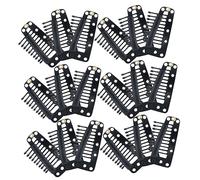 Healeved 30 Pièces Pinces Clips Cheveux Extension Dents pour Perruques et Postiches Accessoires Fixation Scalp sans Kit Diy Coiffure Noir