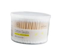 Healeved 300pièces Cotons-tiges Double Tête Boîte Pour Démaquiller Yeux Et Ongles Avec Manches Bambou