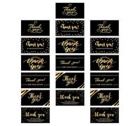 Healeved 36 Cartes de Remerciement Noires Dorure Chaude, Format Petit, Papier, Cartes de Vœux Créatives pour Fêtes, Anniversaires et Occasions Spéciales, Lot Multi-design