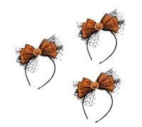 Healeved 3pièces Bow-knot Headband Pour Halloween Accessoire De Fête Avec Motifs De Citrouille Squelette Chauve-souris Et Araignée Pour Déguisements Célébrations Festives