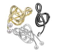 Healeved 3pièces Pinces à Cheveux Musicales Métal Avec Fausses Perles Et Notes Pour Femme Accessoires Pour Cheveux Épais Grandes Pinces à Griffes Élégantes