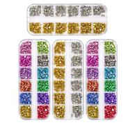 Healeved 4 Boîtes Boîtes Breloques Ongles Métalliques Punk Épines Coniques Or Argent et Décorations Nail Art pour Manucure DIY et Halloween