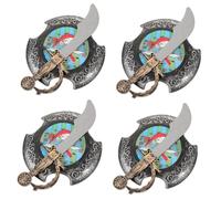 Healeved 4 Ensembles Costume de Pirate avec Bouclier Plastique pour Garçon Fille Kit de Jeu de Rôle pour Fête Anniversaire et Activités Imaginatives