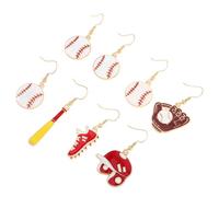 Healeved 4 Paires Boucles D’oreilles de Baseball pour Femmes, Boucles D’oreilles Pendantes de Batte de Baseball, Asymétriques, Alliage, Légères, Anti-déformation, pour Adolescentes