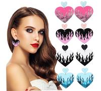 Healeved 4 Paires De Boucles D'Oreilles Créoles En Forme De Flamme D'Amour Pour Femmes Boucles D'Oreilles En Forme De Cœur Pour Femmes Boucles D'Oreilles Tendance