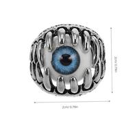 Healeved 4 Pièces Anneau d'oeil de démon Hommes anneau de gothique œil griffe gars bague bage homme Bleu