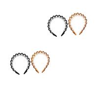 Healeved 4 Pièces Bandeau à dents longues bandeau à dents larges noir pour hommes hair charms hair toppers peigne x pour hommes ondulé femme 2 pièces