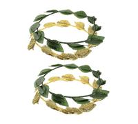 Healeved 4 pièces Bandeau Couronne Dorées et Vertes Headband Style Grecque et Romaine pour Cosplay Mariage Fêtes à Thème et Carnaval