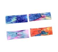 Healeved 4 pièces Bandeaux de Sport Larges Tie Dye Bandeaux Élastiques Transpiration pour Yoga Fitness et Course Maintien Optimal des Cheveux