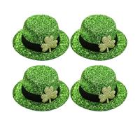 Healeved 4 Pièces Barrette à Cheveux Chapeau Mini Haut-de-forme Vert Trèfle Paillettes Confortables pour Fêtes à Thème et Événements de Rue Saint-patrick