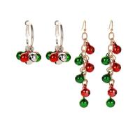 Healeved 4 Pièces Boucles D'oreilles en Alliage Thème de Noël Clochettes et Pampilles, Élégantes et Délicates, Fêtes Améliorer le Tempérament
