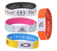 Healeved 4 Pièces Bracelet Religieux Programmable en Tissu Réversible avec Verset Biblique, Style Vibrant et Élégant pour Activités D'église et Confirmation des Jeunes Hommes