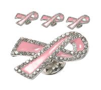 Healeved 4 pièces Broche Ruban Cancer Du Sein Épingle de Revers Créative Alliage Symbole de Sensibilisation Mondiale Broche à Cristaux Fête Lutte le Cancer