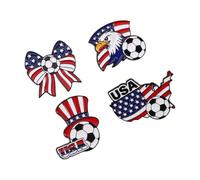 Healeved 4 Pièces Ensemble de Pin's Drapeau Américain en Alliage Style Cartoon pour Supporters de Football, Épinglette Confortable et Polyvalente pour Fêtes de Soccer 2026