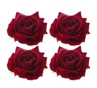 Healeved 4 Pièces Épingle à Cheveux Rose Rouge Artificielle en Tissu, Accessoire DIY Élégant pour Fête Musicale ou Festival, Pince Fleur Hawaïenne pour Femme