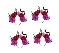 Healeved 4 Pièces Halloween Headband With Spooky Bat And Demon Horns Durable Comfortable Hair Accessory For Cosplay Themed Parties And Halloween Events