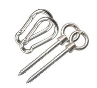 Healeved 4 Pièces Kit de Suspension pour Hamac Crochet à Oeil Acier Inoxydable Crochet Résistant avec Mousqueton pour Fixation Sécurisée sur Murs et Poteaux