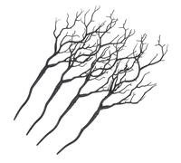 Healeved 4 Pièces Lot de Branches Artificielles Noires Forme de Bois de Cerf pour Vase Branches Séchées Naturelles Décoratives Plastique Brindilles Bouclées pour Halloween Noël et Bricolage