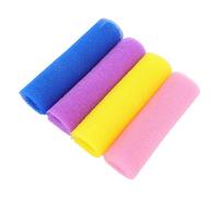 Healeved 4 Pièces Lot de Serviettes Exfoliantes Nylon Extensibles pour Spa Filet pour Nettoyage Profond du Corps et Élimination des Peaux Mortes 4pcs 80x30cm (bleu, jaune, rose, violet)