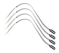 Healeved 4 Pièces Perruque Queue Cheval Tressée Grise Extensions Synthétiques Légères Résistantes Chaleur Style Combat pour Sport et Halloween Clip-in Double Tresse Longue