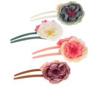 Healeved 4 Pièces U-shaped Flower Hair Pins For Women Dry Rose Bun Holders Vintage Chinese Style Hair Forks For Elegant Long Updos