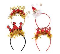 Healeved 4 Pièces Year Headband With Tinsel Festive Happy Year Hairband For Women Men Holiday Party Accessories