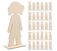 Healeved 40 Pièces Wooden DIY Crafts Slices Unfinished Girl Shape Wood Cutouts For Decor And School Art Projects