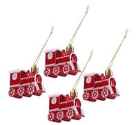 Healeved 4pcs Pendentifs de Décoration Sapin de Noël en Plastique Rouge de Train, Décoration Suspendue Adorable pour Mariage ou Bar