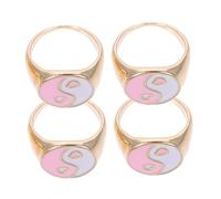 Healeved 4pièces Bague Forme De Cœur Design Créatif Tai Chi De Doigt Alliage Pour Femmes Accessoire Décoratif