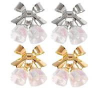 Healeved 4pièces Clous Ongles de Noël Forme de Noeud et Clochette Décorations de Manucure DIY Fournitures pour Nail Art de Noël