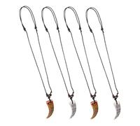 Healeved 4pièces Collier Motif Dent pour Femme Lot de Pendentif Résine avec Cordon Ajustable Bijou Unisexe Vintage