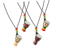 Healeved 4pièces Collier Tambour Africain Avec Pendentifs Créatifs Suspendus Chaîne De Cou Simple Décoration De Voyage Souvenirs Uniques