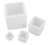 Healeved 4pièces Moules Silicone Carrés Transparents pour Résine Époxy Bougies et Savons Dimensions Variées pour Projets DIY et Compositions Botaniques