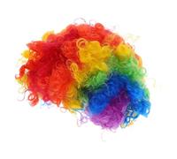Healeved 4pièces Perruque Afro Bou Disco Années Coiffe de Clown Colorée Accessoire Déguisement pour Fête Carnaval Halloween