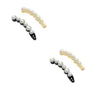 Healeved 4pièces Pince à Cheveux Perles Pour Femme Et Fille Accessoires De Coiffure Noir Et Ambre Idéale Pour Queues De Cheval Occasions Variées