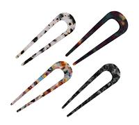 Healeved 4pièces U-shaped Acetate Hairpins Simple Retro Headdress for Elegant Hairstyles Patterns