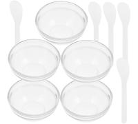 Healeved 5 ensembles Bol Verre pour Mélange de Masque Facial Bol Cosmétique Transparent Épais Petit Format Portable et Facile à Nettoyer