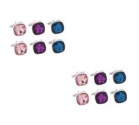 Healeved 5 Ensembles Boutons De Manchette en Verre Et Diamant pour Homme Accessoires De Bijoux Boutons De Costume Noirs pour Homme Pinces À Cravate pour Homme Marié Mariée 3 Paires*5