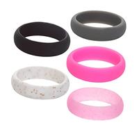 Healeved 5 Pièces Anneaux Silicone Élastique Paillettes Uniques pour Hommes et Accessoires de Mode Colorés Style Aléatoire Couleur Aléatoire