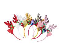 Healeved 5 pièces Christmas Deer Antler Hair Hoop Sequin Headband Xmas Hair Accessories For Party Festival