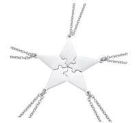 Healeved 5 pièces Collier Puzzle Étoile Amie Famille Acier Inoxydable Ensemble de Pendentifs Créatifs Cadeau Symbolique Amitié Liens Familiaux