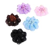 Healeved 5 pièces Filets à Chignon Ruffles Réseau de Cheveux Pratique pour Danse Accessoire Élégant de Tête Coloris Variés Bleu Noir Rose